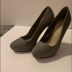 Suede gray heels